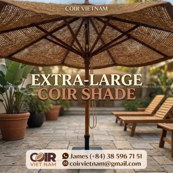Extra Large Coconut Fiber Patio Umbrella with Heavy-Duty Base - Coir VietNam