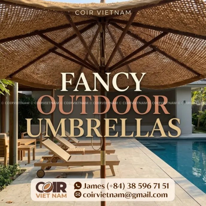 Fancy Patio Parasols with Wooden Frames and Coir Canopies - Coir VietNam