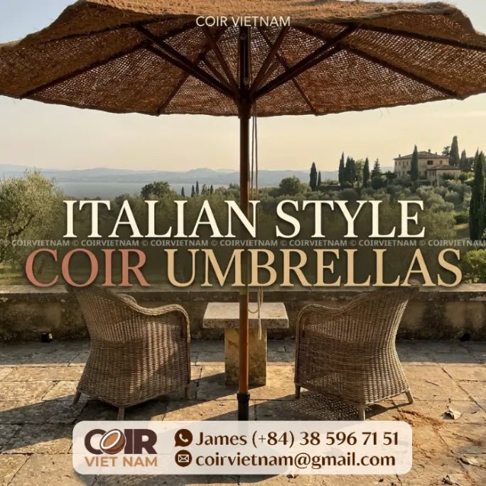 Italian-Style Coconut Fiber Outdoor Umbrellas for Resorts and Patios - Coir VietNam