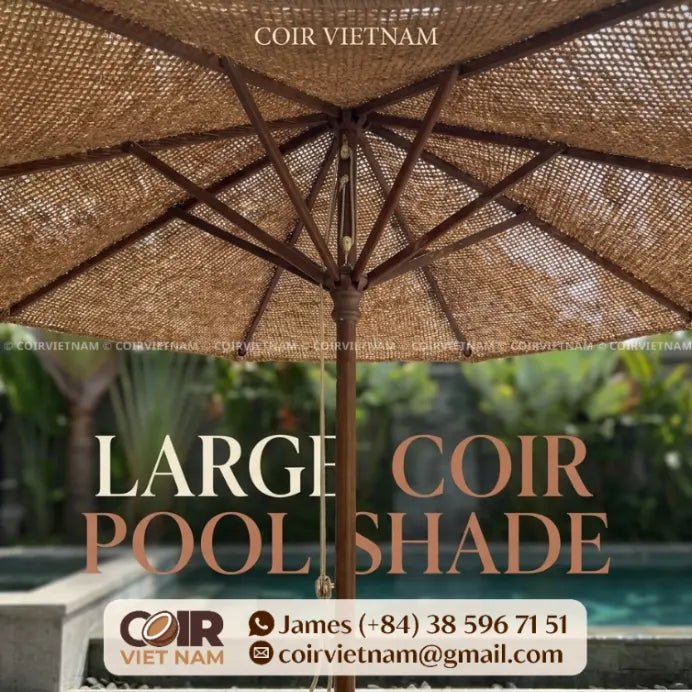 Large Coconut Fiber Pool Umbrella with Heavy-Duty Base - Coir VietNam