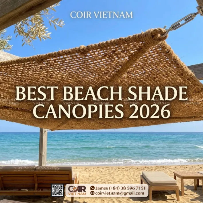 Best beach shade canopy 2026 made from natural coconut coir fiber for sustainable coastal resorts and outdoor hospitality spaces