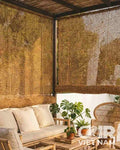 Outdoor Handwoven Roll-Up Coconut Fiber Curtain with Metal Pulley System