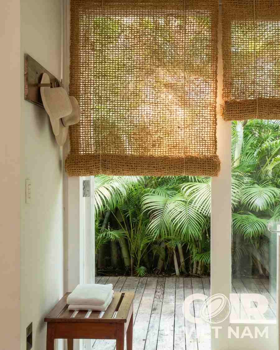 Outdoor Handwoven Roll - Up Coconut Fiber Curtain with Metal Pulley System -  - Coir VietNam