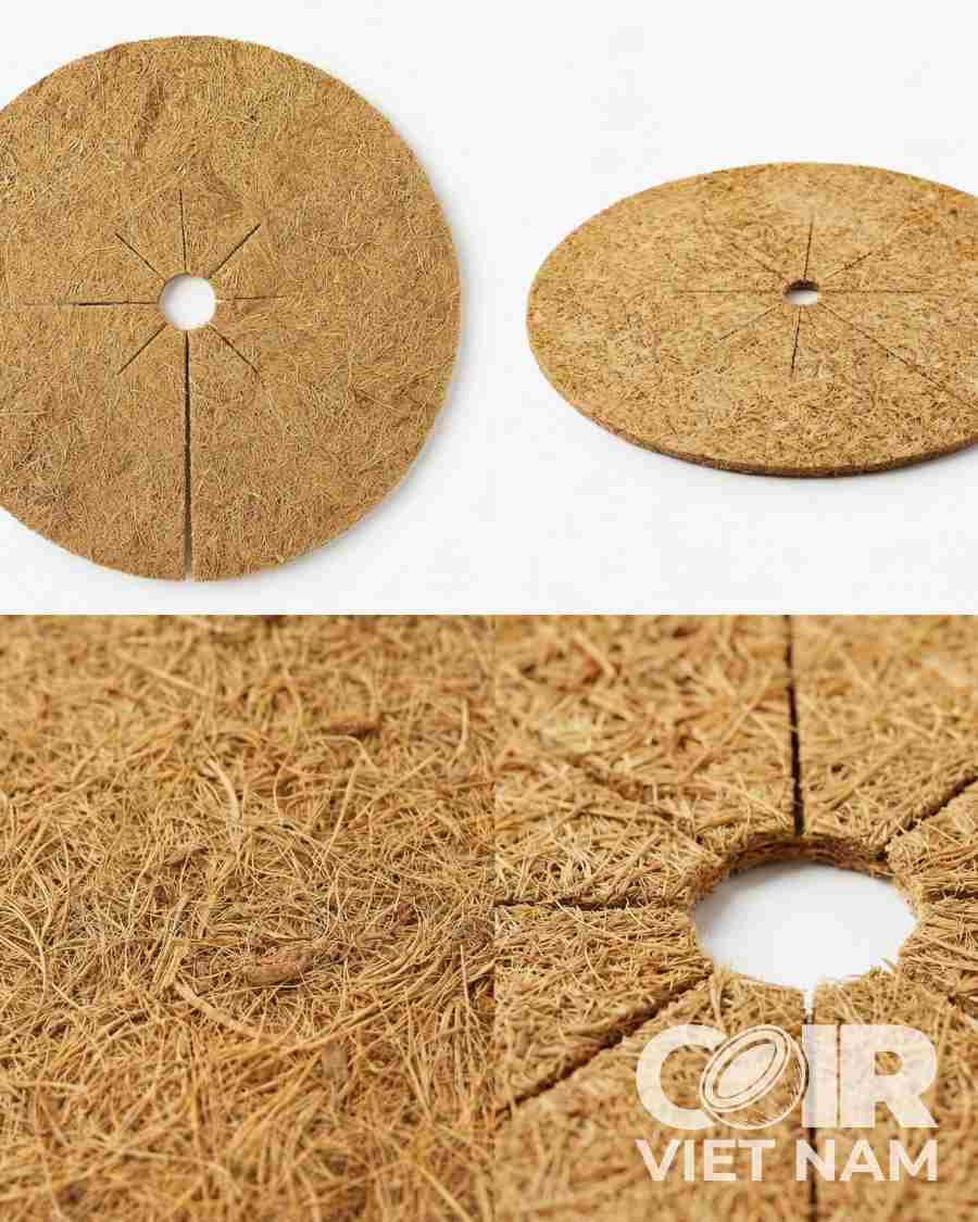 Premium Coconut Fiber Mulch Tree Rings | 100% Natural Coco Coir Weed Control Mat -  - Coir VietNam