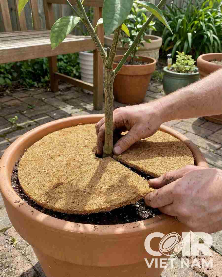 Premium Coconut Fiber Mulch Tree Rings | 100% Natural Coco Coir Weed Control Mat -  - Coir VietNam